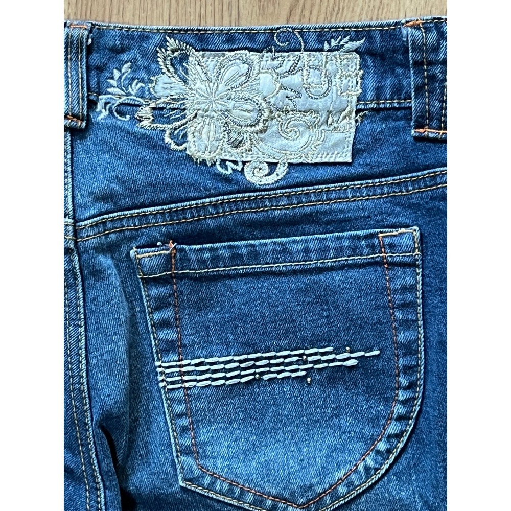 Unionbay Straight Leg Jeans Juniors 9 Y2K Floral Embroidered Mid Rise Stretch - Picture 8 of 11